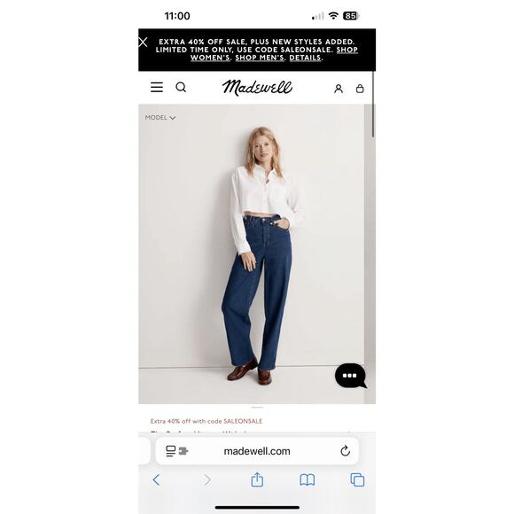 Madewell The Perfect Vintage Wide-Leg Jeans Dark Wash Women’s Size 32 - Picture 3 of 8